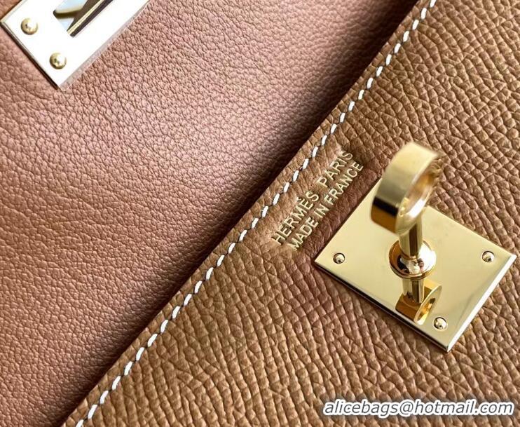 ​Top Quality Hermes Kelly 20 Mini En Desordre Epsom K20 Brown Gold 2023