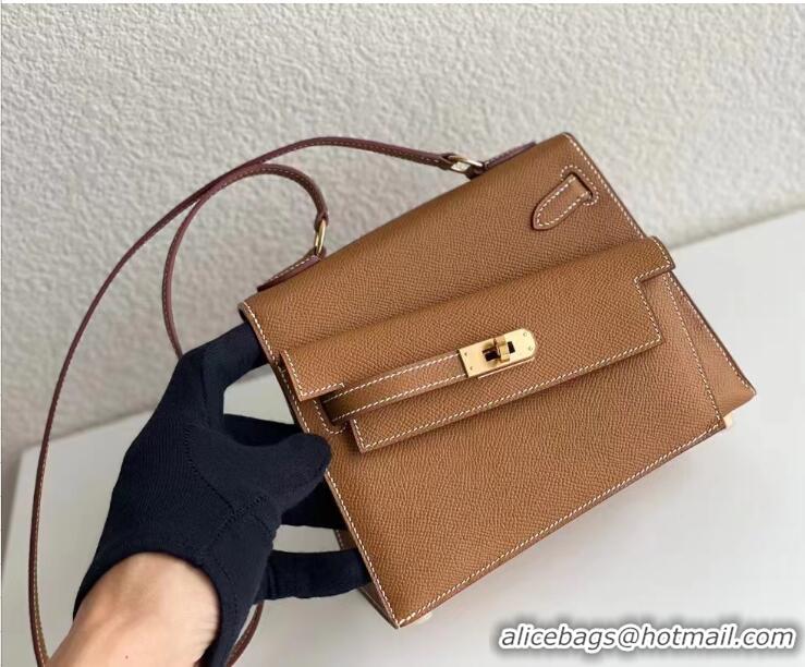 ​Top Quality Hermes Kelly 20 Mini En Desordre Epsom K20 Brown Gold 2023