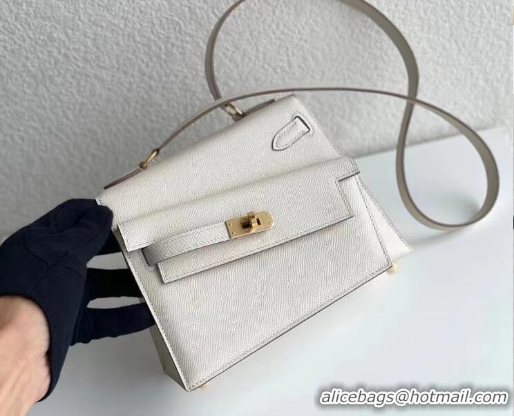 Most Popular Hermes Kelly 20 Mini En Desordre Epsom K20 White Gold 2023