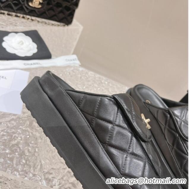 Purchase Chanel Quilted Lambskin Platform Mules Black 1213010