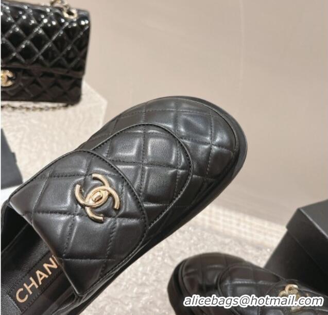 Purchase Chanel Quilted Lambskin Platform Mules Black 1213010