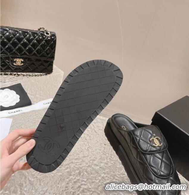 Purchase Chanel Quilted Lambskin Platform Mules Black 1213010