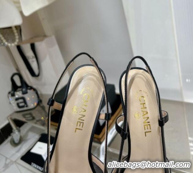 Grade Quality Chanel Slingback Pumps 6.5cm in Lambskin and Mesh Black 1213001