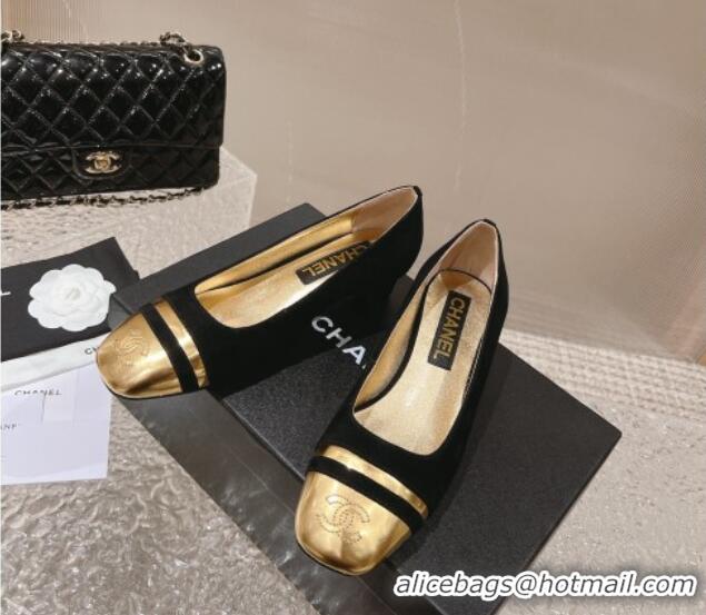 Best Price Chanel Suede & Metallic Leather Pumps 5cm Black 1213011