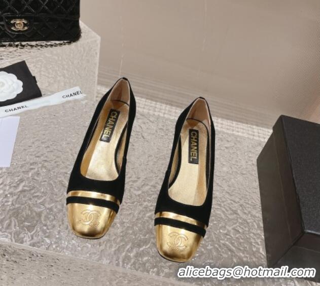 Best Price Chanel Suede & Metallic Leather Pumps 5cm Black 1213011