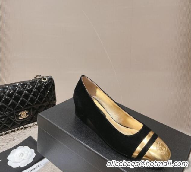 Best Price Chanel Suede & Metallic Leather Pumps 5cm Black 1213011