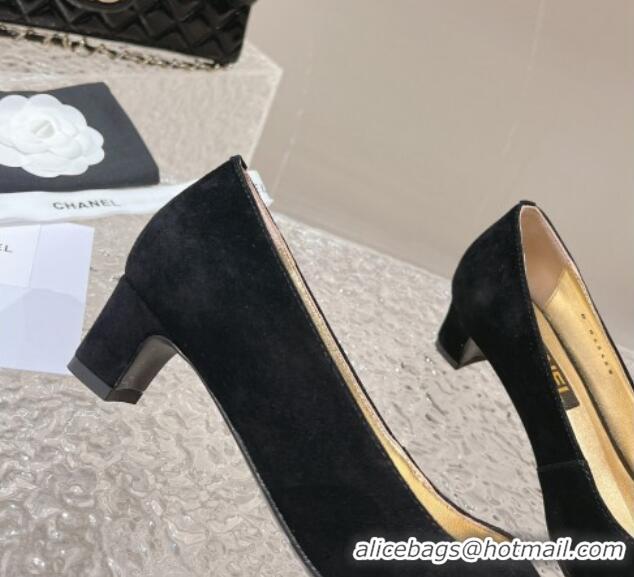 Best Price Chanel Suede & Metallic Leather Pumps 5cm Black 1213011