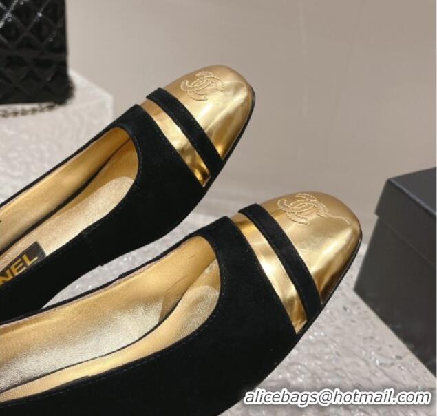 Best Price Chanel Suede & Metallic Leather Pumps 5cm Black 1213011