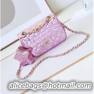 Promotional Chanel MINI FLAP BAG & STAR COIN PURSE AS4646 Pink