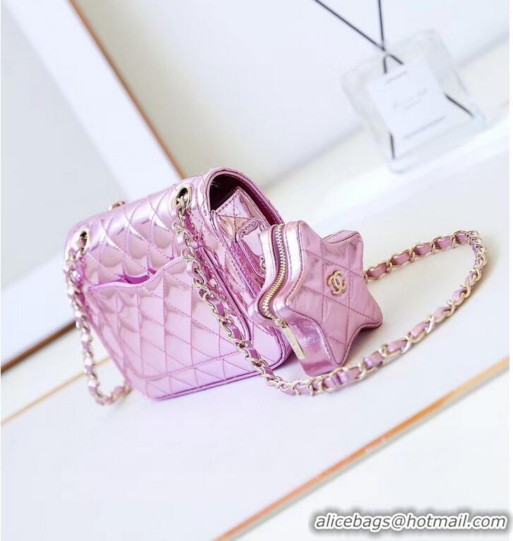 Promotional Chanel MINI FLAP BAG & STAR COIN PURSE AS4646 Pink