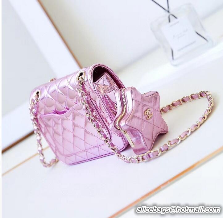 Promotional Chanel MINI FLAP BAG & STAR COIN PURSE AS4646 Pink