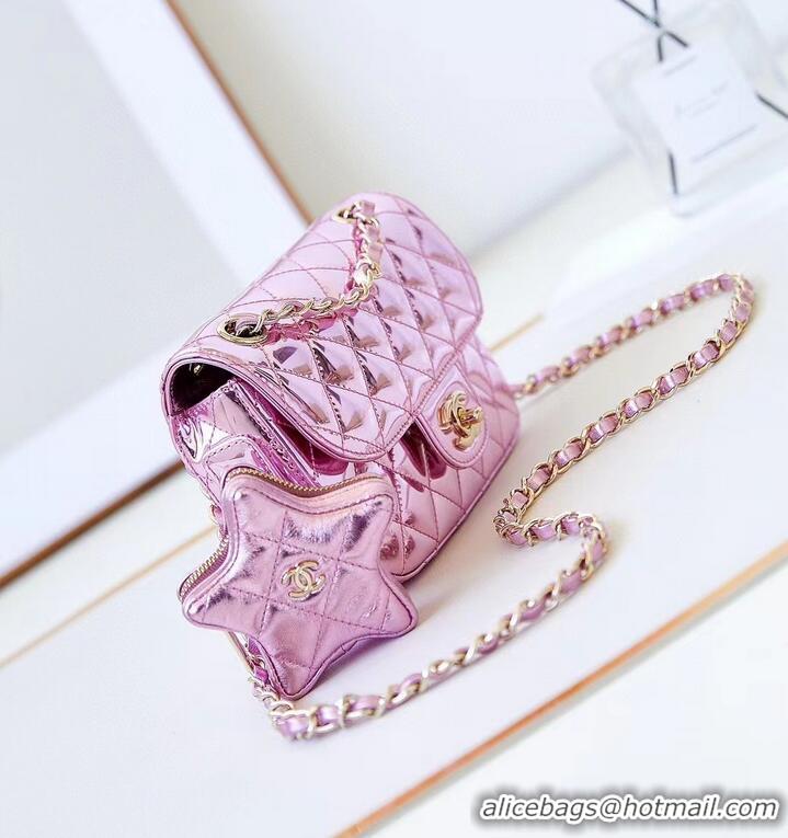 Promotional Chanel MINI FLAP BAG & STAR COIN PURSE AS4646 Pink