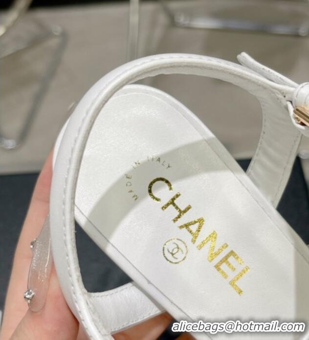 Perfect Chanel Calfskin Platform Sandals with Back Signature White 1213024