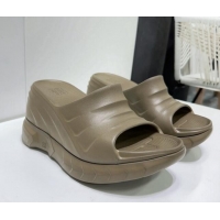 Popular Style Givenchy Marshmallow Wedge Sandals 10cm in Rubber Dark khaki 704007