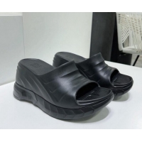 Top Grade Givenchy Marshmallow Wedge Sandals 10cm in Rubber Black 704008