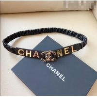 Promotional Chanel Lambskin Belt 3cm with Metal Letterings C9113 Black