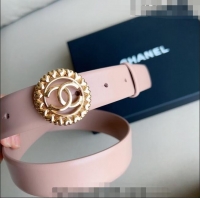 ​New Style Chanel Calfskin Belt 3cm with Heart CC Buckle 0511 Light Pink 2023