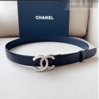 Trendy Design Chanel Smooth Leather Belt with Pearl CC Buckle 30mm CH8233 Black/Gold 2023