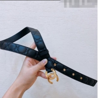 Most Popular Chanel Quiled Lambskin Belt with Shiny CC Buckle 3cm 0803 Black/Gold 2023