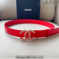 ​Luxurious Grade Chanel Calfskin Belt 3cm with Star CC CH090602 Red 2023