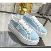 Most Popular Givenchy City platform sneakers in canvas Light Blue 704020