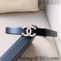 ​Top Quality Chanel Leather Belt 3cm with CC Buckle,Crystals and Pearls CH8155 Black/Silver 2023