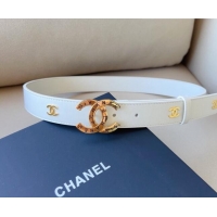 ​Popular Style Chanel Pharrell Leather Belt 3cm with Logo CC Buckle CH1028 White 2023