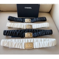 Famous Brand Chanel Stretch Lambskin Belt 3cm 1108 White 2023