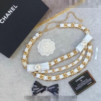 Big Discount Chanel Chain Belt with Bow and Pearls CH1108 White/Leather 2023