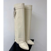 Purchase Givenchy Shark Lock Wedge High Boots 9cm in Leather White 923027