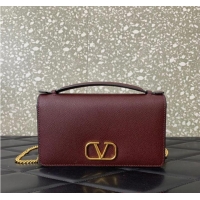 Grade Quality VALENTINO grain calfskin leather bag 0688 Wine