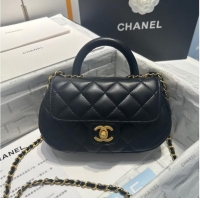 Famous Brand Chanel flap bag with top handle AS4573 Black