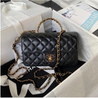 Promotional Chanel FLAP PHONE HOLDER WITH CHAIN AS4362 BLACK