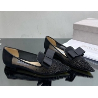 Best Grade Jimmy Choo Gala Mesh Ballet Flat with Crystals Black 025117