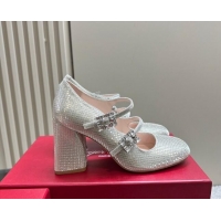 Best Price Roger Vivier Trés Vivier Strass Buckle Mini Babies Pumps 8cm in Crystals Silver 1121058