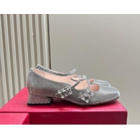 Hot Style Roger Vivier Trés Vivier Strass Buckle Mini Babies Pumps 3cm in Crystals Grey 121060