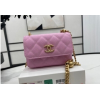 Famous Brand Chanel NANO CLUTCH WITH CHAIN A68128 Pink