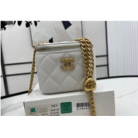 Well Crafted Chanel NANO CLUTCH WITH CHAIN A68129 White