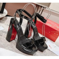 Super Quality Christian Louboutin Movida Sabina Platform High Heel Sandals 13cm in Patent Leather Black 014004