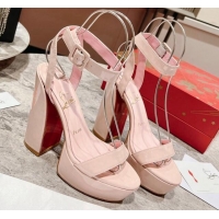 Top Quality Christian Louboutin Movida Sabina Platform High Heel Sandals 13cm in Patent Leather Light Pink 014006