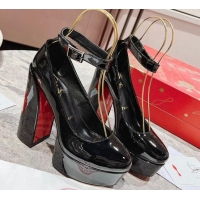 Buy Luxury Christian Louboutin Movidastrap Platform High Heel Pumps 13cm in Patent Leather Black 014009