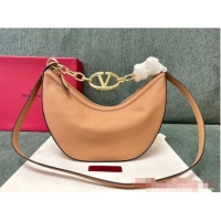 Low Cost VALENTINO Vlogo Moon small leather HOBO bag chain N08J Cappuccino