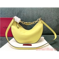 Famous Brand VALENTINO Vlogo Moon small leather HOBO bag chain N08J Yellow