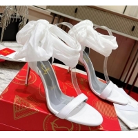 Duplicate Christian Louboutin High Heel Sandals 10cm in Leather with Bow White 014018