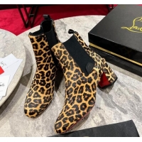 Buy Duplicate Christian Louboutin Turelastic Heel Ankle Boots 5.5cm in Leopard print 103070