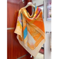 Promotional Hermes Cashmere & Silk Sqaure Shawl Scarf 140cm H111803 Orange 2023