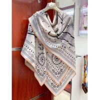 Hot Sell Cheap Hermes Cashmere & Silk All Aboard！Sqaure Shawl Scarf 140cm H111823 White 2023