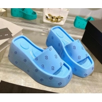 Purchase Alexander Wang Taji Platform Wedge Slides Sandals in Fabric with Crystals a Light Blue 626052