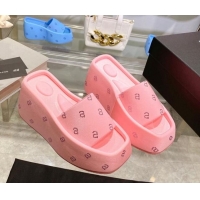 Discount Fashion Alexander Wang Taji Platform Wedge Slides Sandals in Fabric with Crystals a Light Pink 626053