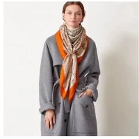 Best Price Hermes Cashmere & Silk Sqaure Shawl Scarf 140cm H112117 Beige/Orange 2023 Top